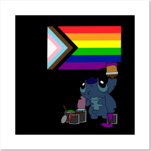 Stitch paintig Pride Flag Posters and Art